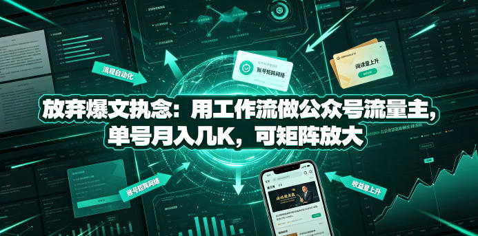 放弃爆文执念：用工作流做公众号流量主，单号月入几K，可矩阵放大-资源共享