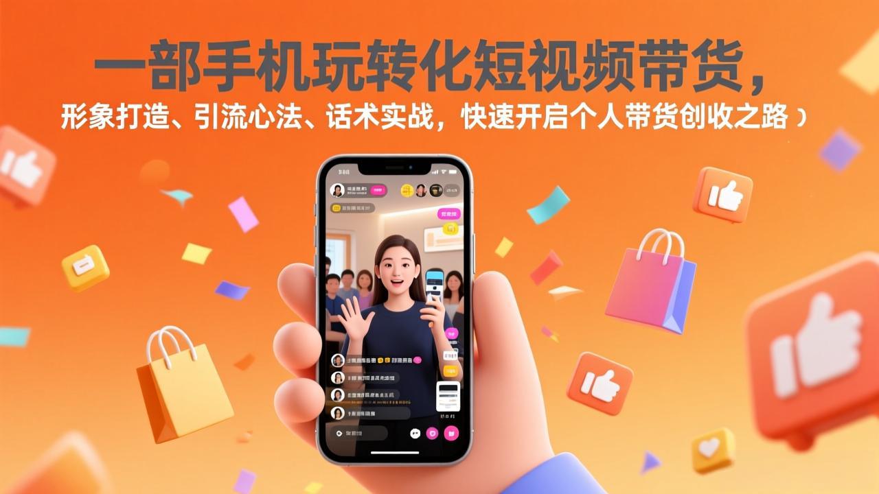 一部手机玩转化短视频带货，形象打造、引流心法、话术实战，快速开启个人带货创收之路-资源共享