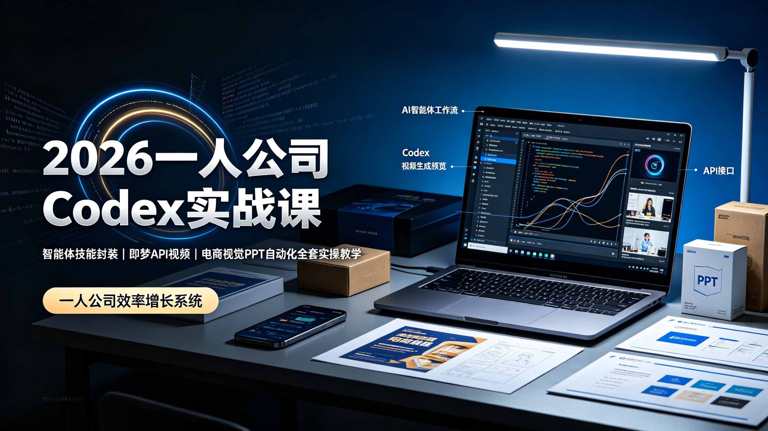 2026一人公司Codex实战课◆智能体技能封装|即梦API视频|电商视觉PPT自动化全套实操教学-资源共享