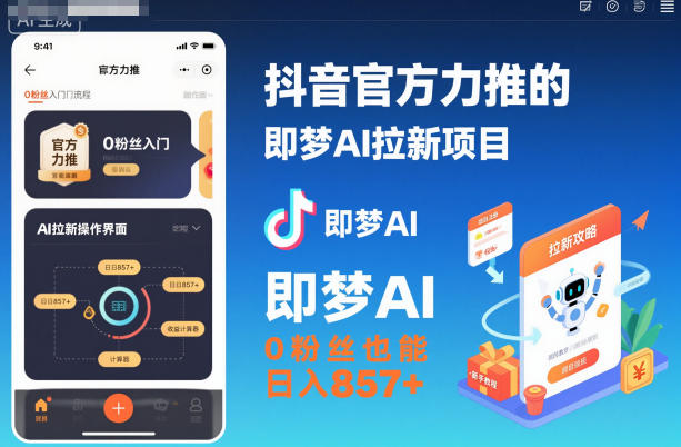 抖音官方力推的即梦AI拉新项目，0粉丝也能日入857+(附即梦AI拉新推广入口及教学)-资源共享