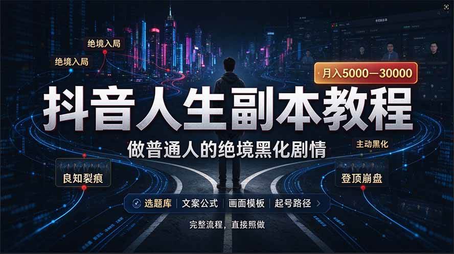 (20734期)抖音爆火AI人生副本赛道,28作品涨粉33万粉丝,看完自己便可产出爆款-资源共享