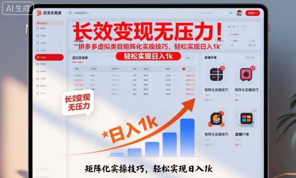 长效变现无压力！拼多多虚拟类目矩阵化实操技巧，轻松实现日入1k【揭秘】-资源共享