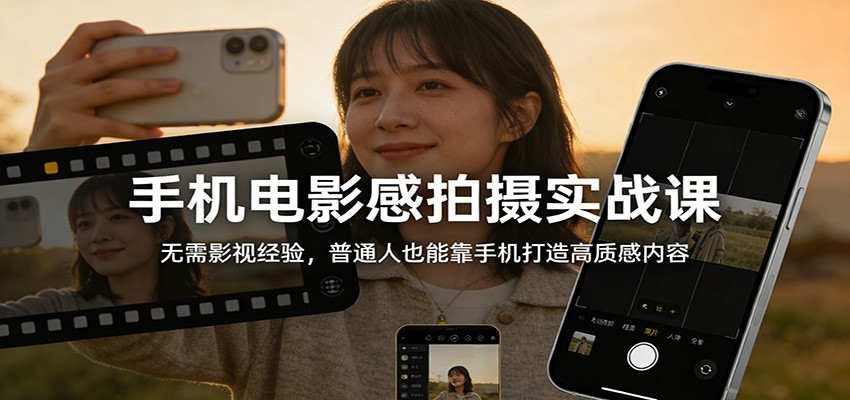 图片[1]-手机电影感拍摄实战课：无需影视经验，普通人也能靠手机打造高质感内容-资源共享