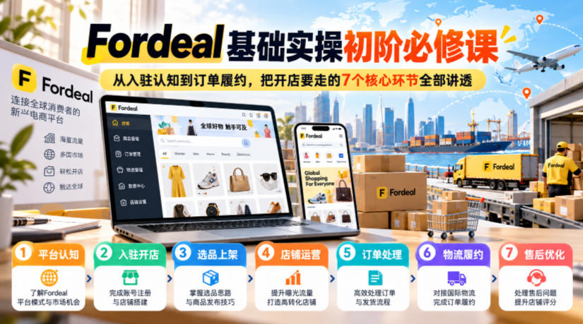 Fordeal基础实操初阶必修课,从入驻认知到订单履约,把开店要走的7个核心环节全部讲透-资源共享