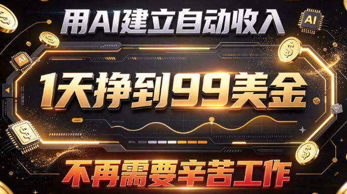 用AI建立自动收入，1天挣到99美刀，不再需要辛苦工作-资源共享