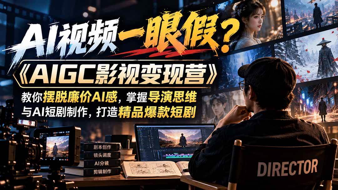 (21133期)【无水印】AI视频一眼假?《AIGC影视变现营》教你摆脱廉价AI感,掌握导演思维与AI短剧制作,打造精品爆款短剧 (21133期)【无水印】AI视频一眼假?《AIGC影视变现营》教你摆脱廉价AI感,掌握导演思维与AI短剧制作,打造精品爆款短剧