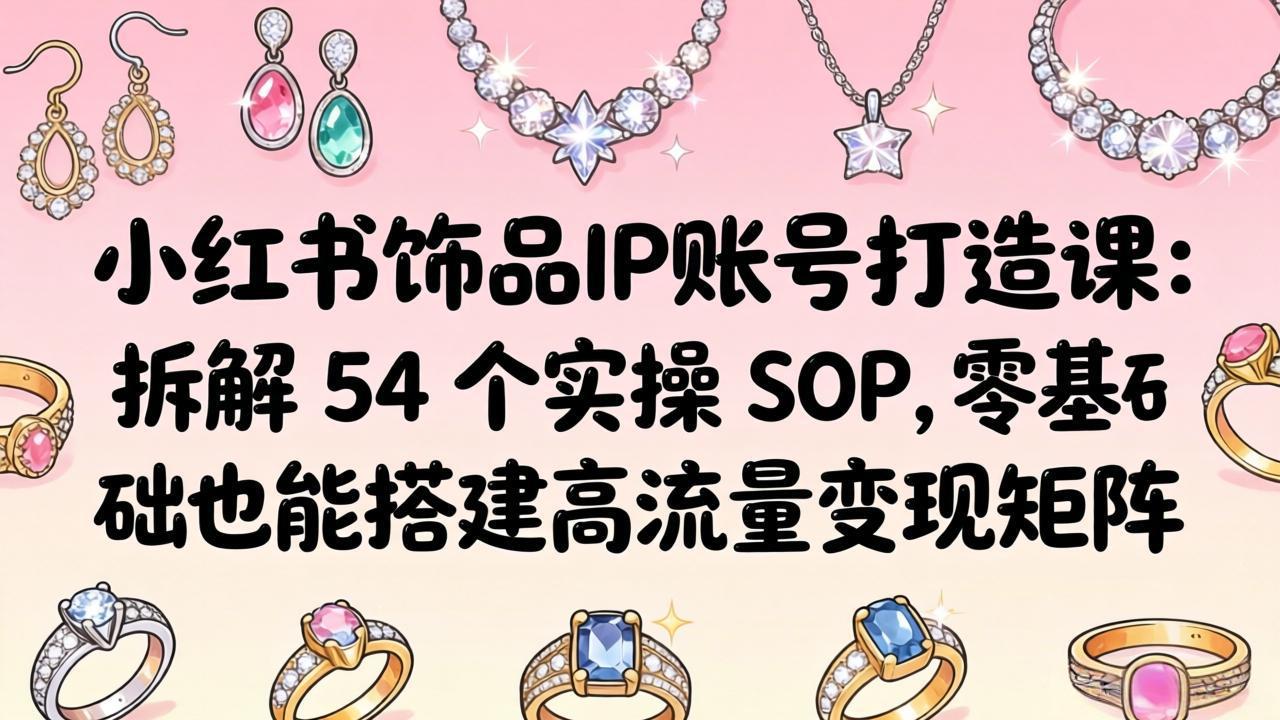 小红书饰品IP账号打造课：拆解 54 个实操 SOP，零基础也能搭建高流量变现矩阵-资源共享