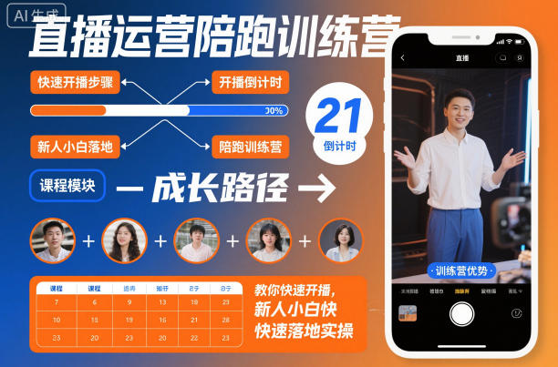 直播运营陪跑训练营，教你快速开播，新人小白快速落地实操-资源共享