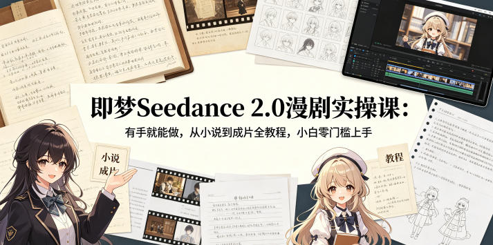即梦Seedance 2.0漫剧实操课:有手就能做,从小说到成片全教程,小白零门槛上手-资源共享