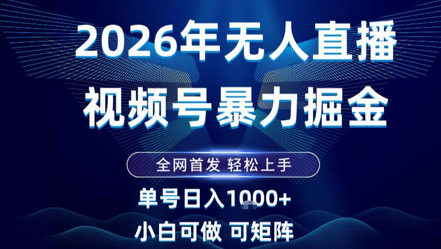 2026最新视频号无人直播掘金，全网首发，小白可以玩，长期稳定日入1k+【揭秘】-资源共享