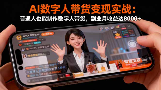 AI数字人带货变现实战：普通人也能制作数字人带货，副业月收益达8000+-资源共享