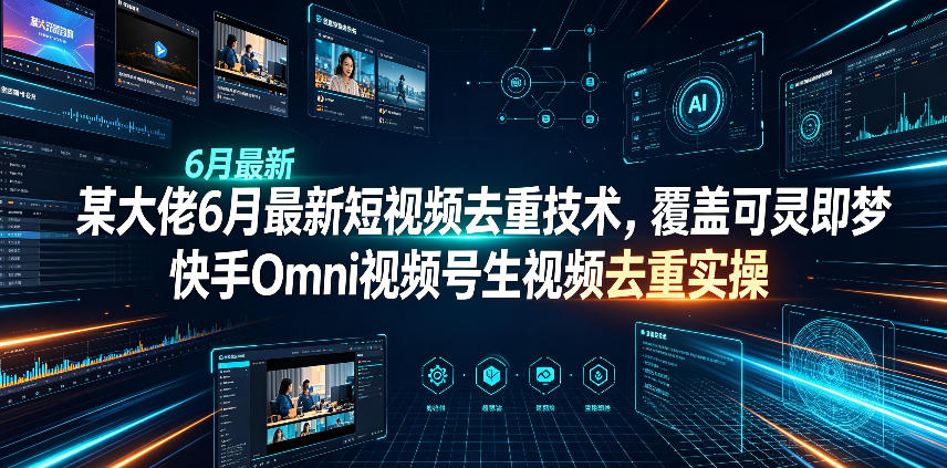 某大佬6月最新短视频去重技术,覆盖可灵即梦快手Omni视频号生视频去重实操-资源共享