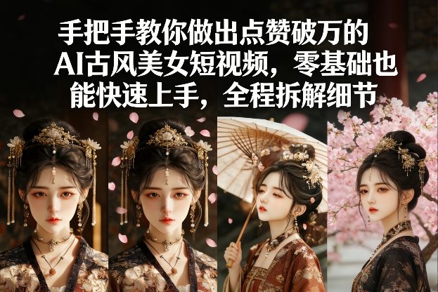 手把手教你做出点赞破万的AI古风美女短视频，零基础也能快速上手，全程拆解细节-资源共享