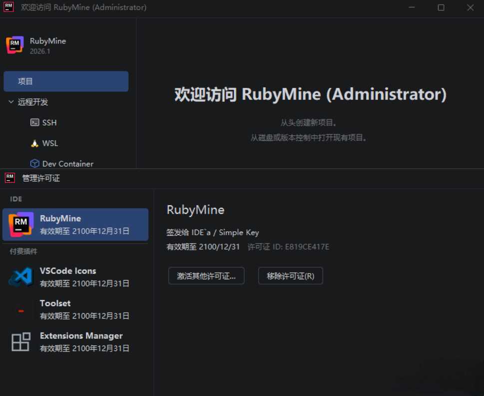 RubyMine v2026.1.0.0 高级版-资源共享