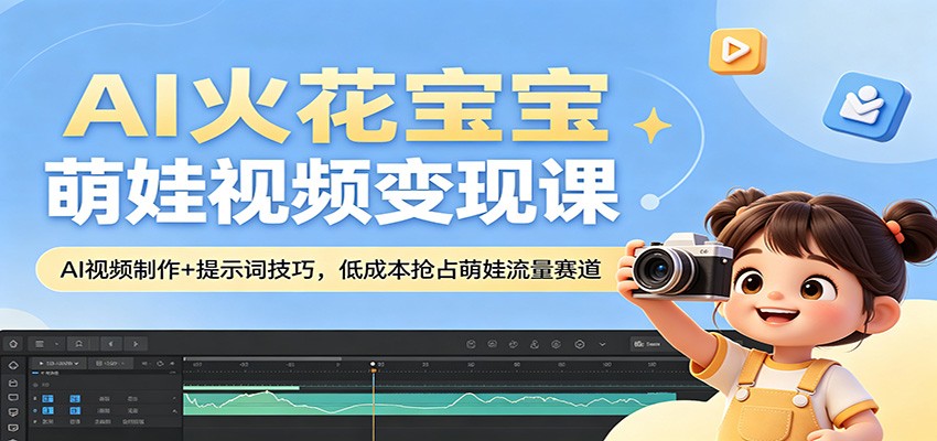 AI火花宝宝萌娃视频变现课：AI视频制作+提示词技巧，低成本抢占萌娃流量赛道-资源共享
