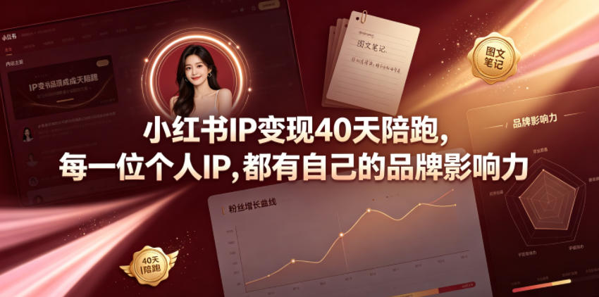 小红书IP变现40天陪跑，每一位个人IP，都有自己的品牌影响力-资源共享