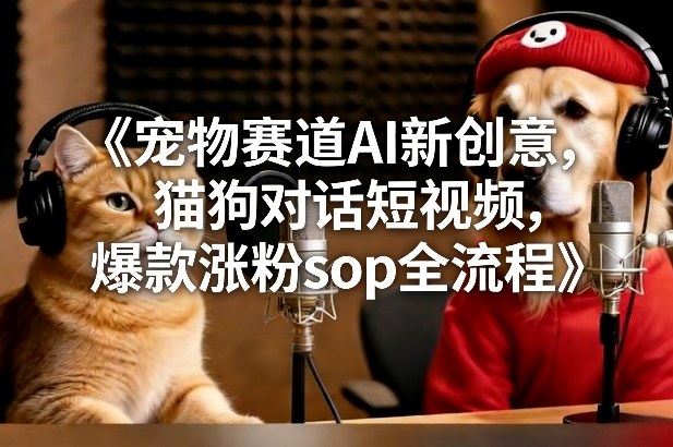 宠物赛道AI新创意，猫狗对话短视频，爆款涨粉sop全流程-资源共享