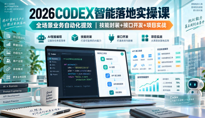 2026Codex智能落地实操课，全场景业务自动化提效，技能封装+接口开发+项目实战-资源共享