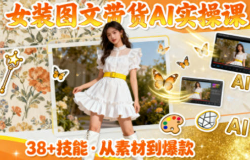 女装图文带货的AI实操课，覆盖38个实用技能，快速提升素材制作效率-资源共享