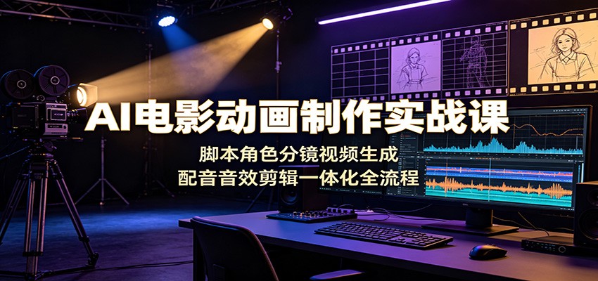 AI电影动画制作实战课：脚本角色分镜视频生成，配音音效剪辑一体化全流程-资源共享