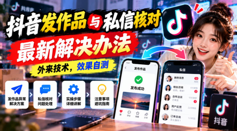 抖音发作品与私信核对最新解决办法,外来技术,效果自测-资源共享