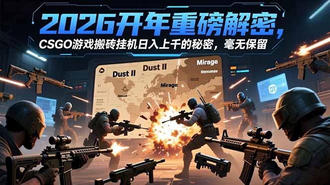 2026开年重磅解密，CSGO游戏搬砖挂机日入上千的秘密，毫无保留-资源共享