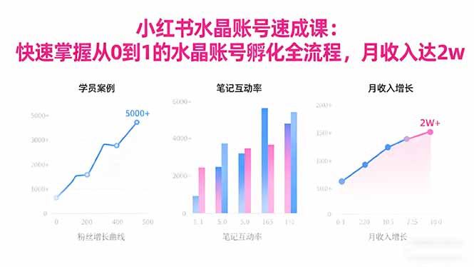 2025小红书水晶账号速成课：快速掌握从0-1水晶账号孵化全流程，月收入达2w-资源共享