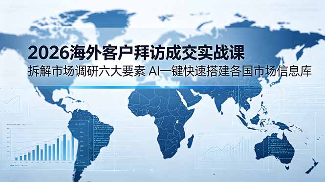 2026海外客户拜访成交实战课:拆解市场调研六大要素,AI一键快速搭建各国市场信息库-资源共享