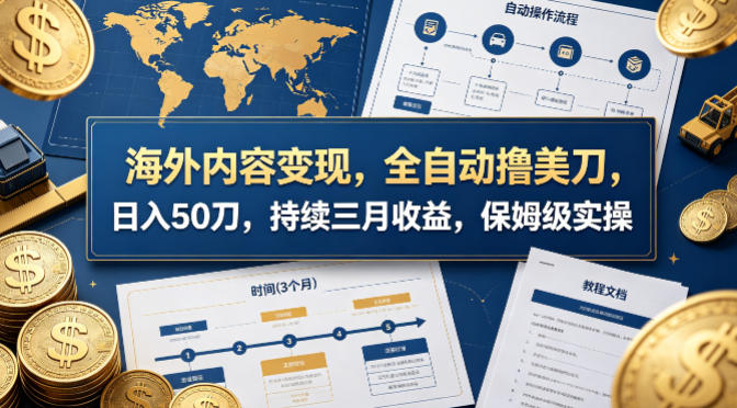 海外内容变现，全自动撸美刀，日入50刀，持续三月收益，保姆级实操【揭秘】-资源共享