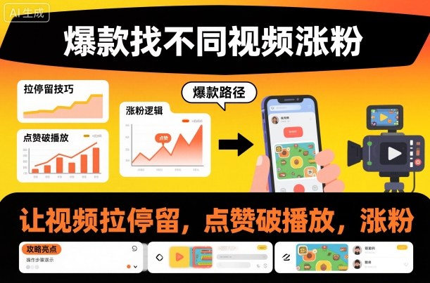 爆款找不同视频涨粉，让视频拉停留，实现点赞，破播放，涨粉-资源共享