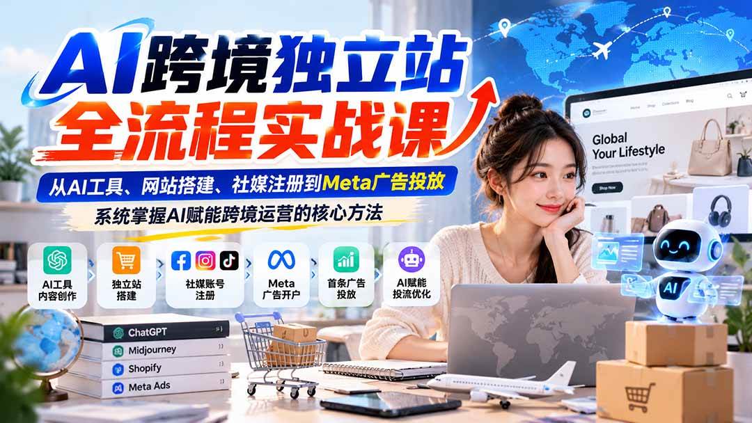 (21056期)AI跨境独立站全流程实战课:从AI工具、网站搭建、社媒注册到Meta广告投放,系统掌握AI赋能跨境运营的核心方法-资源共享