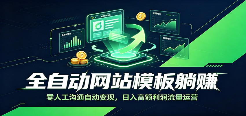 全自动网站模板躺赚:零人工沟通自动变现,日入高额利润流量运营-资源共享