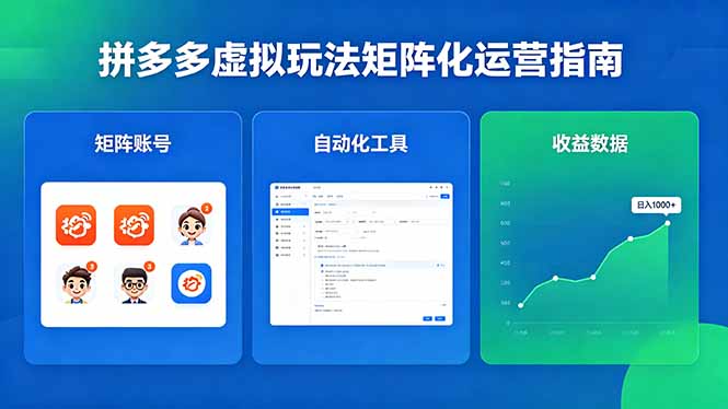 闭眼可复制的拼多多虚拟玩法,矩阵化运营,长期稳定日入 1000+-资源共享