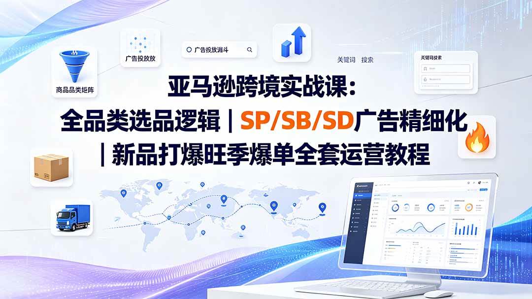(20160期)亚马逊跨境实战课-更新8月:全品类选品逻辑|SP/SB/SD广告精细化|新品打爆旺季爆单全套运营教程 (20160期)亚马逊跨境实战课-更新8月:全品类选品逻辑|SP/SB/SD广告精细化|新品打爆旺季爆单全套运营教程