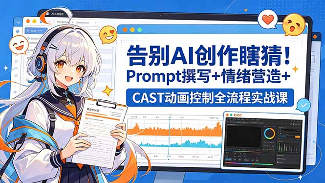 告别AI创作瞎猜!Prompt撰写+情绪营造+CAST动画控制全流程实战课-资源共享