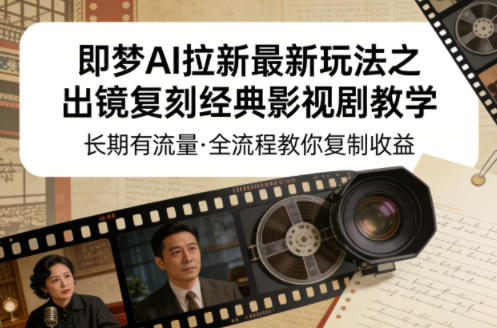 即梦AI拉新最新玩法之出镜复刻经典影视剧教学，长期有流量，全流程教你复制收益-资源共享
