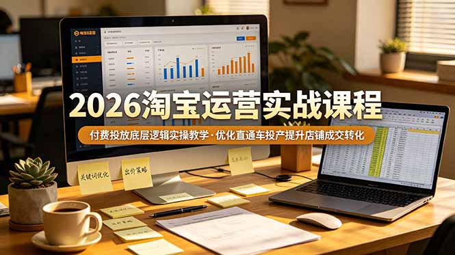 2026 淘宝运营实战课程，付费投放底层逻辑实操教学，优化直通车投产提升店铺成交转化-资源共享