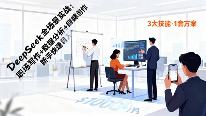 DeepSeek全场景实战：职场写作+数据分析+自媒体创作，新手快速月入过万-资源共享