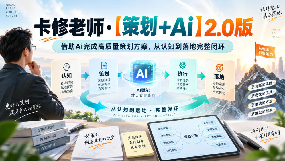 卡修老师·【策划+Ai】2.0版借助Ai完成高质量策划方案，从认知到落地完整闭环-资源共享