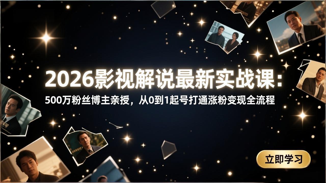 2026影视解说最新实战课：500万粉丝博主亲授，从0到1起号打通涨粉变现全流程-资源共享