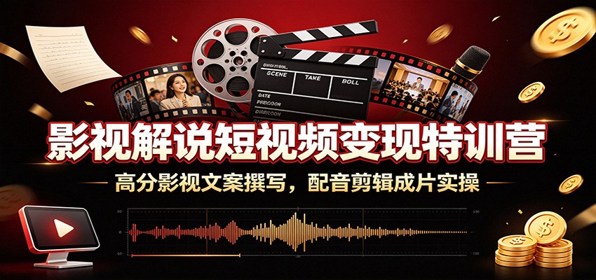 影视解说短视频变现特训营:高分影视文案撰写,配音剪辑成片实操-资源共享