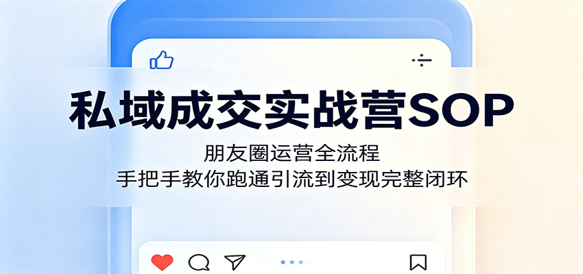 私域成交实战营SOP:朋友圈运营全流程,手把手教你跑通引流到变现完整闭环-资源共享