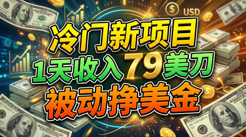 冷门新项目,1天收入79刀,被动挣美刀