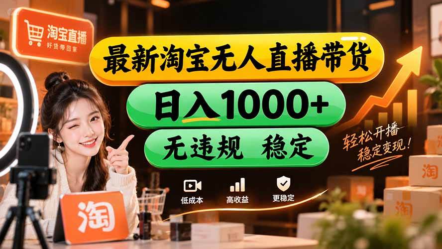 (20453期)【新技术】淘宝无人直播,独家,日入2K+,无封号,可矩阵,长期稳定-资源共享