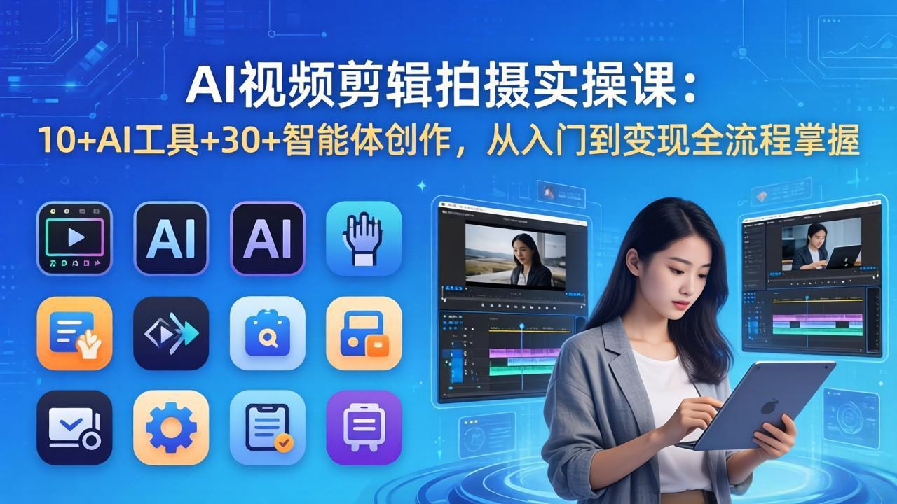 AI 视频剪辑拍摄实操课：10+AI工具+30+智能体创作，从入门到变现全流程掌握-资源共享