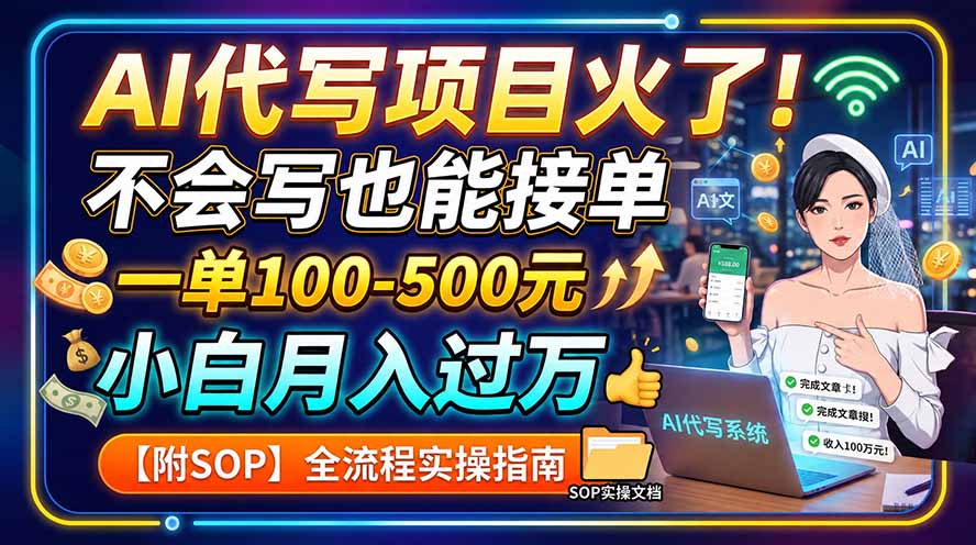 AI代写项目火了！不会写也能接单，一单100-500元，小白月入过万【附SOP】-资源共享