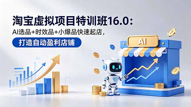 淘宝虚拟项目特训班16.0:AI选品+时效品+小爆品快速起店,打造自动盈利店铺-资源共享
