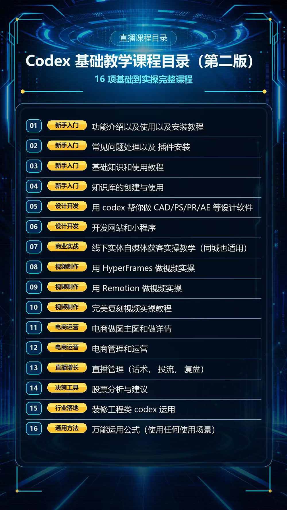 (20089期)Codex全场景系统实操课-第2期:从安装插件、知识库到设计视频、电商直播与网站开发,掌握AI真实业务落地完整流程-资源共享