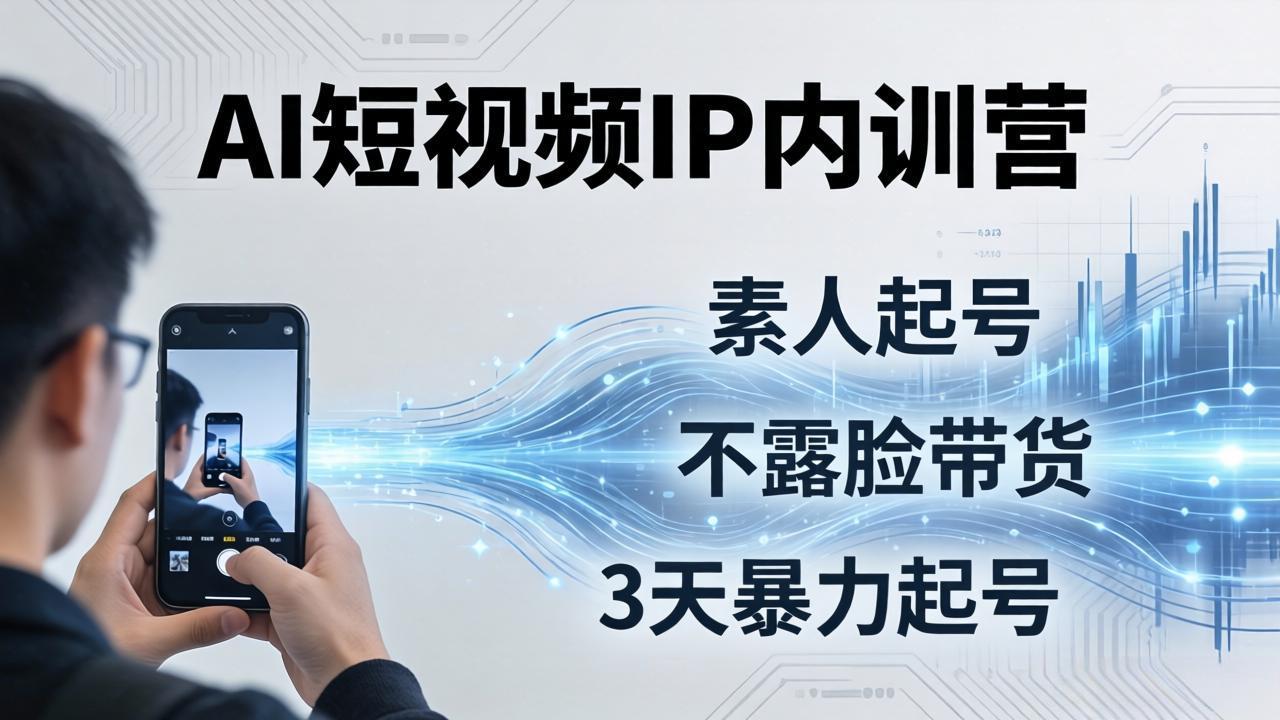 2026AI短视频IP内训营：从素人起号到不露脸带货，3天暴力起号全流程拆解-资源共享