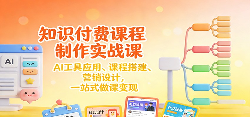 知识付费课程制作实战课：AI工具应用 、课程搭建、营销设计，一站式做课变现-资源共享